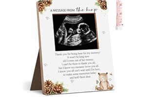 Hatzelou Baby Shower Sign Picture Frame, Baby Shower Sign A Message from The Bump Love Frame, Brown Bear Decor Baby Shower Gender Reveal, Pregnancy Milestone Keepsake 4.3 * 5.3 IN Photos