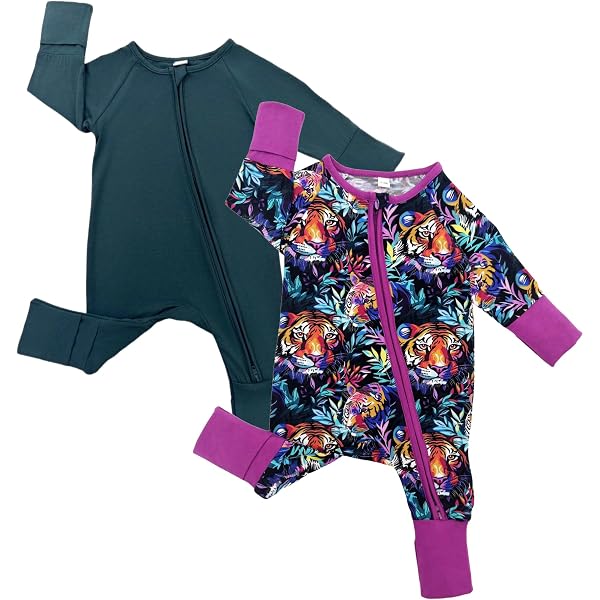 Baby Bamboo Rayon Romper Jumpsuit - Super Soft 2-Way Zipper Outfit For Boys & Girls (Fold-Over Mittens)
