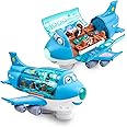 Toysery Airplane Toys for Kids, Bump and Go Action, Toddler Toy Plane with LED Flashing Lights and Sounds for Boys & Girls 3-12 Years Old (Cargo Airplane)