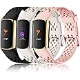 Maledan Compatible with Fitbit Charge 5/ Fitbit Charge 6 Bands Women Men, Breathable Sport Band Soft Waterproof Replacement Wristbands Strap for Fitbit Charge 5/ Charge 6 Advanced Fitness Tracker