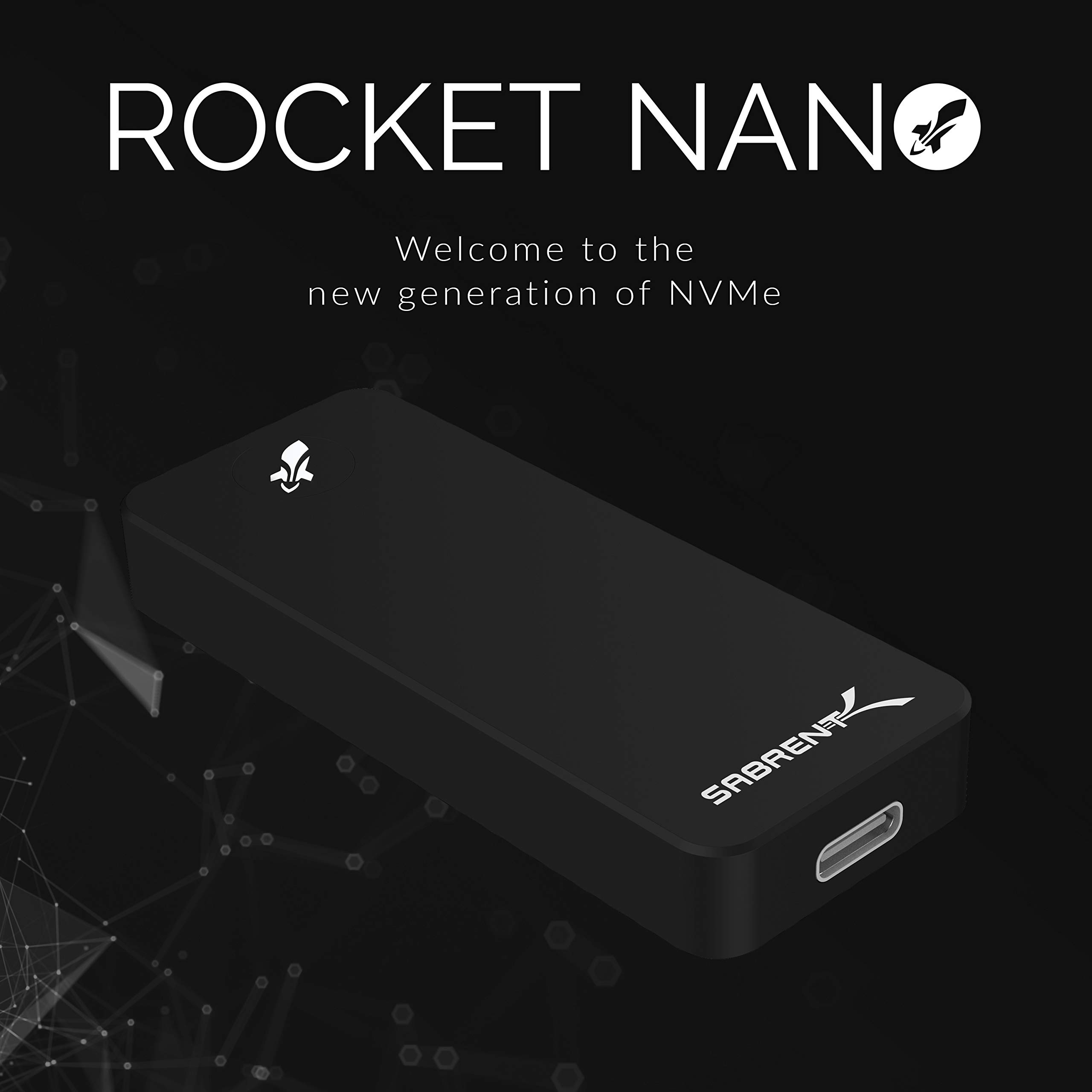 SABRENT Rocket Nano 1TB USB 3.2 10Gb/s External Aluminum SSD (Black) (SB-1TB-NANO-BLK)
