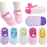 Kisgyst 5 Pairs Baby Girls Toddler Cartoon Dots Anti Slip Skid Foot Socks No-Show Crew Cotton Socks Sneakers 10-30 Months