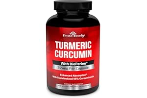 DIVINE BOUNTY Turmeric Curcumin with BioPerine Black Pepper Extract - 755mg per Capsule, 120 Veg. Capsules - GMO Free Tumeric, Standardized to 95% Curcuminoids for Maximum Potency