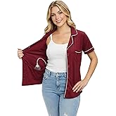 USBD Post Mastectomy Shirt with Drain Pockets Lapel Collar Post Op Button Down Recovery Tops