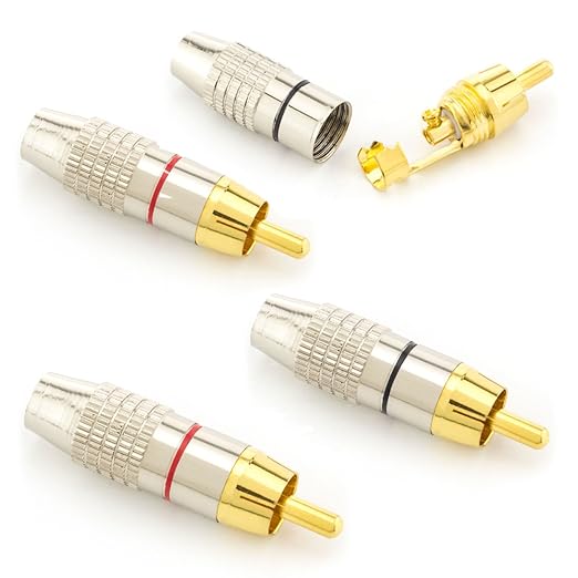 Zanasta® 4x hochwertige Premium Cinch Stecker Audio High Quality (schraubbar und zum löten) vergoldete Kontakte [2x Rot + 2x 