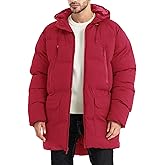 Rejork Men's Long Winter Coat Hooded Warm Quilted Jacket Water-resistant Cold Weather Parka
