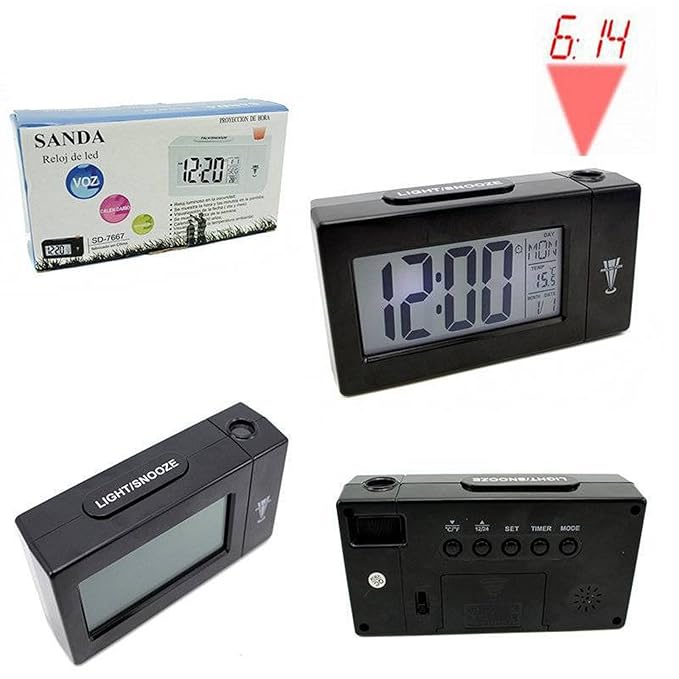 RELOJ DESPERTADOR DE MESA PANTALLA LED CON PROYECTOR ACTIVACION DE ...