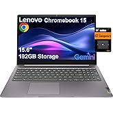 Lenovo Chromebook 15 IdeaPad 3i (15.6" FHD, 4GB RAM, 192GB Storage (64GB eMMC + 128GB SD Card), 2TB Cloud Storage, Intel Celeron) Home & Student, Webcam, 10-Hour Long Battery Life, Wi-Fi 6, Chrome OS