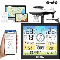 Raddy WF-120C Professional Wi-Fi Weather Station Wireless, Indoor Outdoor Temperature & Humidity Monitor with 10" Digital Col