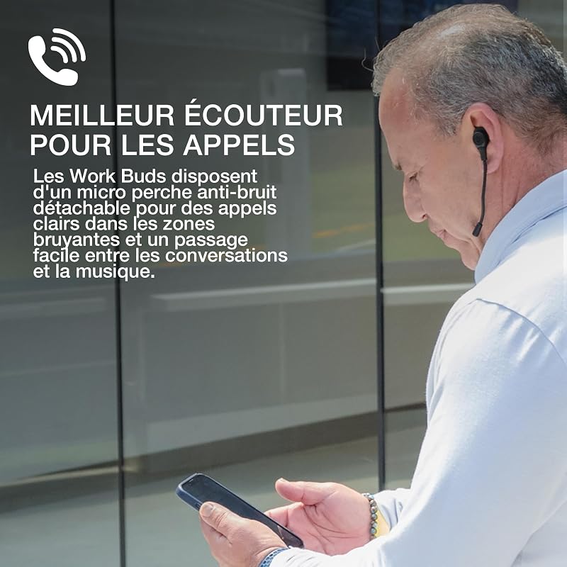 Work Buds Écouteurs sans Fil Bluetooth avec Microphone Amovible