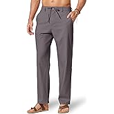 COOFANDY Men's Cotton Linen Pants Casual Drawstring Dress Pants Beach Summer Lightweight Trousers