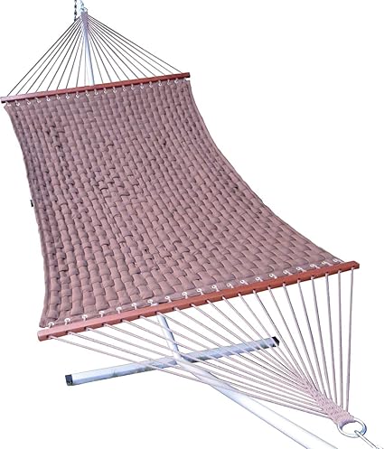 Oak N Oak Comfortable Sleeping Hanging Hammock/Soft Weave Comb Quilted Hammock Swing/Outdoor Hammock Furniture for Home Patio Garden, Camping, Beach & Leisure Backyard, 55 Extra Large Wide Dark Brown
