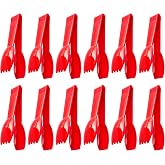 New Star Foodservice Utility Tong, Red, 6 Inch, Set of 12 | High Heat Polycarbonate Plastic, Straight Edge