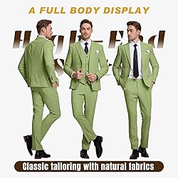 High-End Suits Retro Grass Green Linen Men Suit