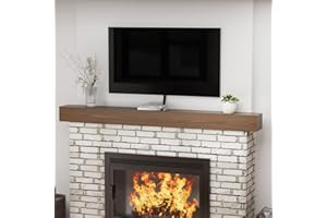 POPRHINO Fireplace Mantel Shelf 80 X 8 X 6 Inch, Handcrafted Solid Mantel for Over Fireplace, 6 Inch Thick Wall Mounted Floating Fireplace Mantel, Real Wood