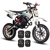 SYX MOTO 60cc Kids Dirt Bike, 4-Stroke Off-Road Gas Powered Mini Bikes | Top Speed 21.75 MPH, Pull Start, Dual Disc Brake, 85% Assembled, 10" Tire, Maximum load 143 LBS, Kill Switch, EPA-Approved
