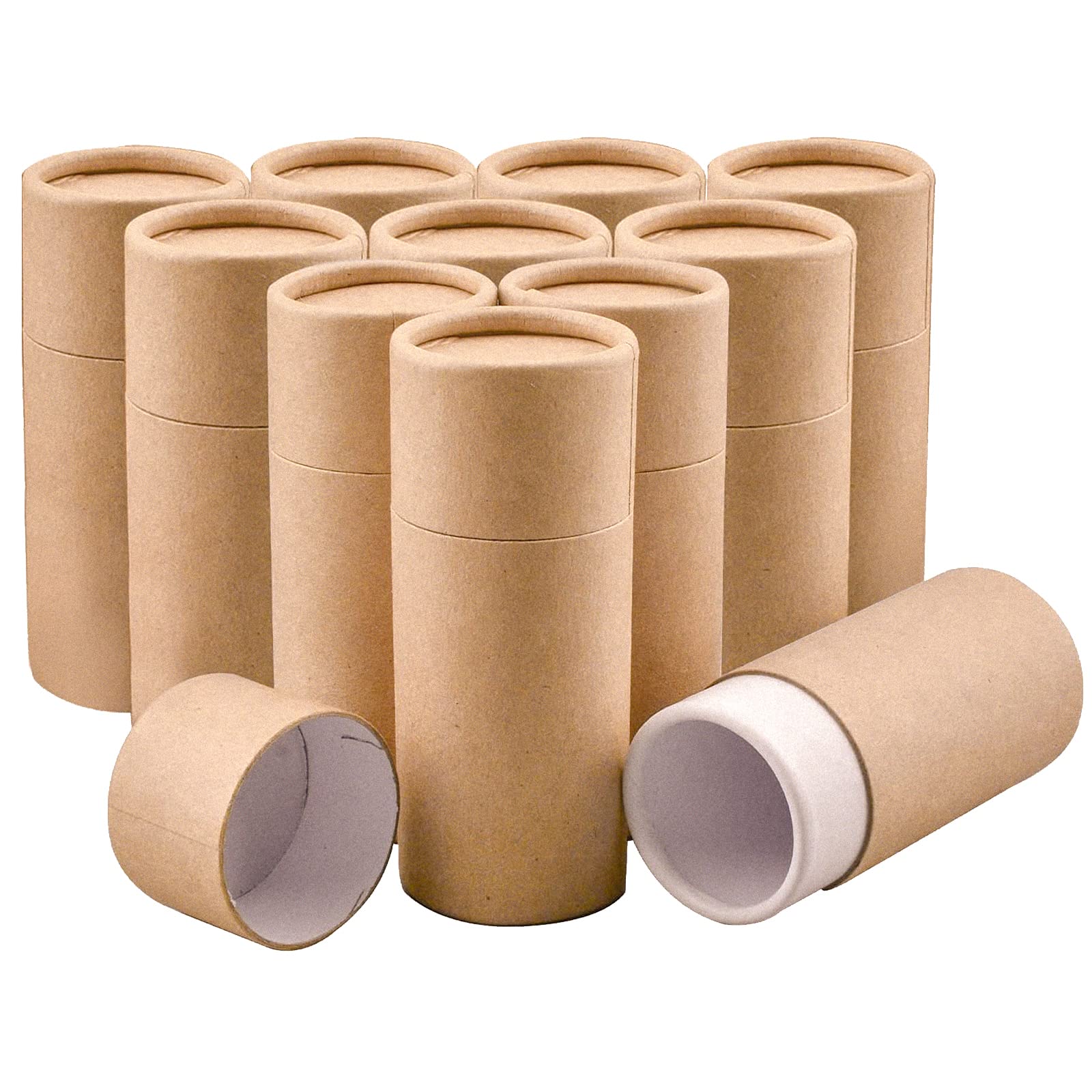 WANDIC Kraft Paperboard Tubes, 10 Pcs 30ml Round Kraft Paper Containers for Tea Coffee Crafts Gift Packaging, Non-Push (30ml