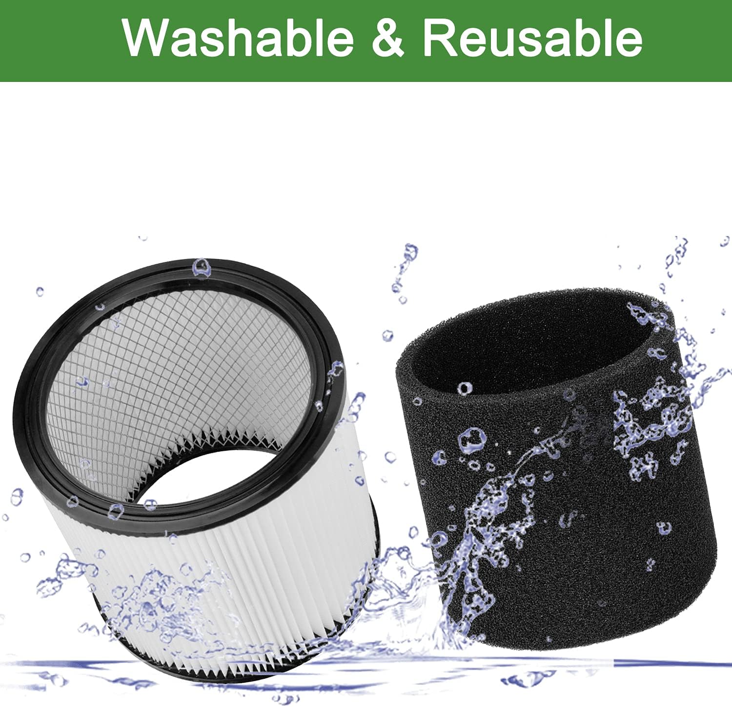 Laukowind Foam Sleeve Replacement Filters for Shop-Vac 90304 90350 90333, Compatible with Shop-Vac 5 Gallon and Above Wet/Dry Vacuum Cleaners, 1 Filter + 2 Foams+1 Brush: Appliances