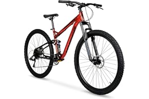 Hyper Mountain Bike for Men or Women 29 Inch Mountain Bike. Shimano 9 Speed Shifters and Lightweight Aluminum Hard Tail MTB Bike Frame. Full Suspension Explorer (Red)