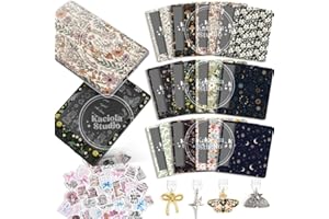KACIOLA STUDIO 12PCS Vintage Flower Skin for E-Reader, and 4PCS Type C Charms for E-Reader with 50PCS Scrapbook Stickers, 6.9"x4.8" Skin Front and Back Decal Inserts for Paper White 11th
