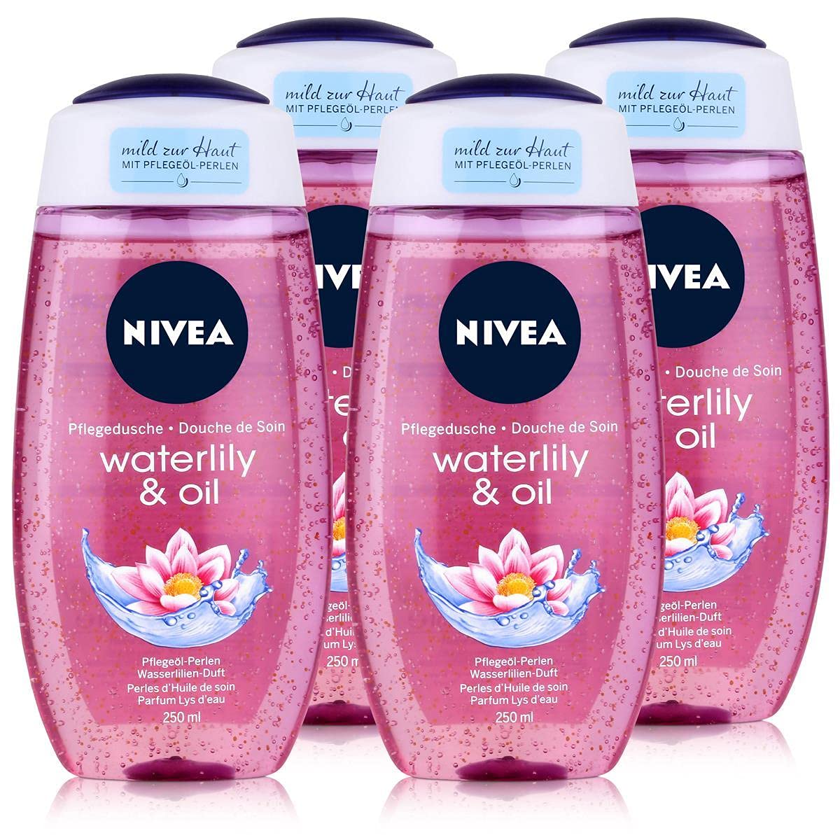 Nivea Water Lily & Oil Shower Gel, Shower Gel, 4 x 250 ml