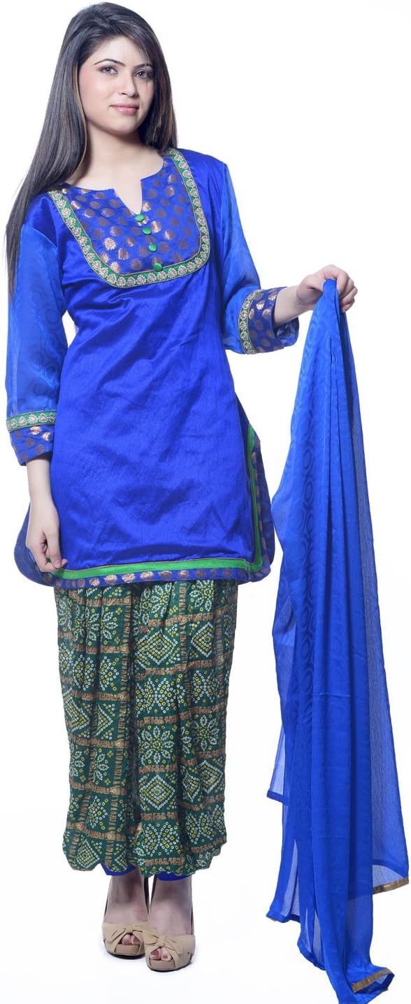 Utsav Fashion Plain Dupion Silk Punjabi Suit in Blue Colour