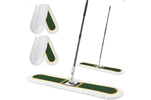 48" Commercial Industrial Dust Mop, CLDREAM Heavy Duty Floor Sweeper for Floor Cleaning with Replacement Mops Pads, Large Wet Dry Mop for Office Garage Hardwood Warehouse Factory Mall