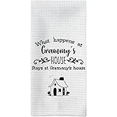 Tzhim Grammy Gift Kitchen Towels, Grammy Grandma Gifts for Mother’s Day Hand Towels, Stays at Grammy’ House Dish Towels Dishcloths Tea Towels for Kitchen, Grammie Gift Kitchen Bathroom Decor, 16x24in