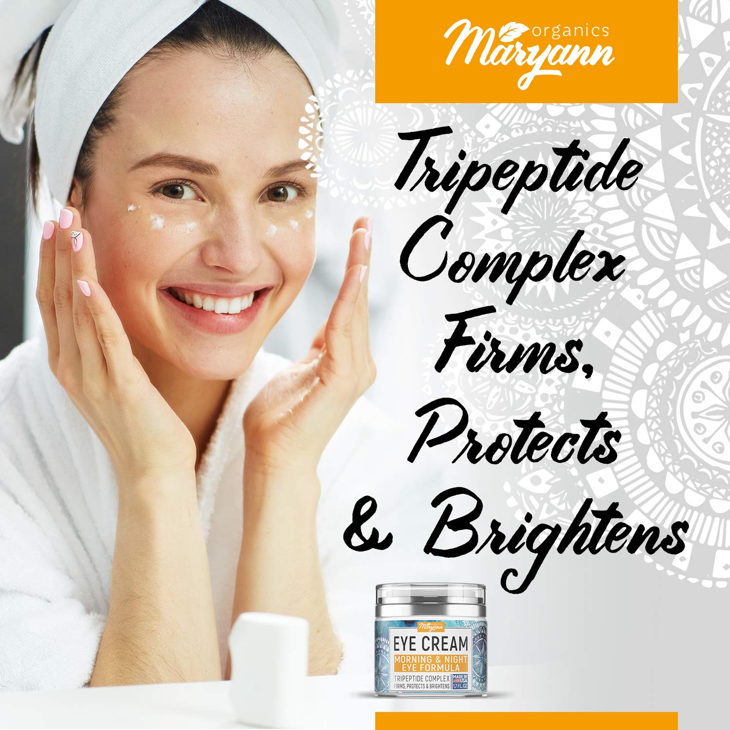 MARYANN Organics Eye Cream - Natural Formula with Hyaluronic Acid, Vitamin E & Aloe Vera - Made in USA - Anti Aging Cream for Women - Cleanse, Moisturize, and Protect Your Skin: Beauty