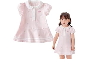DAVE & BELLA DAVE&BELLA Toddler Girls Polo Dress Short Sleeve Golf Tennis Dress A-Line Playwear Sundress Cotton Baby Girls' School Uniform