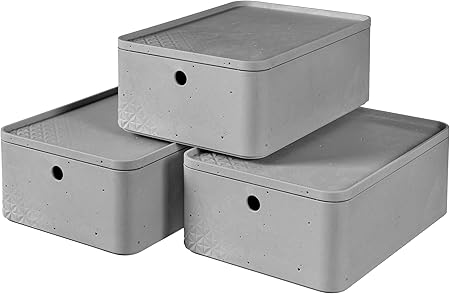 CURVER Pack de 3 Cajas Beton, Gris, S: Amazon.es: Hogar