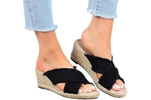ZBYY Womens Platform Espadrilles Wedge Sandals Slip On Crisscross Wedding Party Dress Open Toe Slingback Slides Sandals