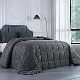 HOMBYS 136x120 Alaskan King Size Comforter for All Season, Oversized Duvet Insert, Extra Large Down Alternative Bed Comforter with Corner Tabs, Grey