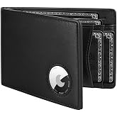 LORZOR Mens Wallet with AirTag Holder, Bifold Full Grain Leather AirTag Wallet with ID Window RFID Blocking Gift Box for Men, up to 12 Cards