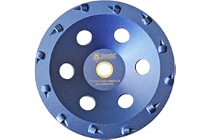DiamaPro Systems DT-CW-7-PCD-12SEG-NT Non Threaded 7 Inch 12 Segment 1/4 Round PCD Concrete Grinding Cup Wheel Grinding, Preparation, & Removing Coating