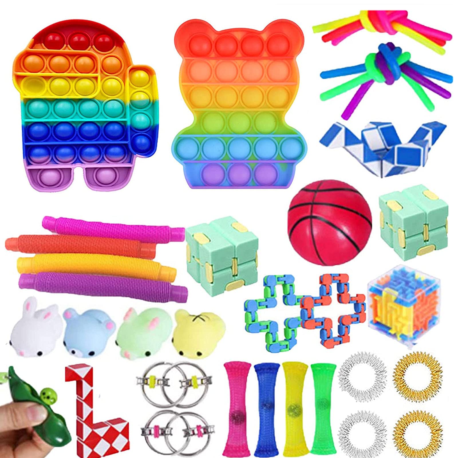 37 Pack Cheap Fidget Toy Set, Relieves Stress and Anxiety Fidget Toy for Children Adults, Special Toys Assortment for Birthday Party Favors, Classroom