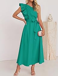 ZESICA Women's 2025 Summer One Shoulder Ruffle