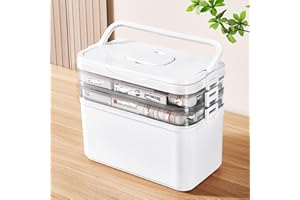 CAIGAIC 3-Tier Medicine Cabinet Organizer with Removable 6-Compartment Pill Organizer - BPA-Free & Moisture-Resistant Plastic Storage Box for Pills, Medicine, Cosmetics - Portable for Bathroom, Travel