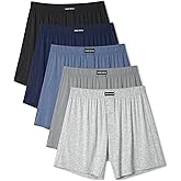 DAVID ARCHY Mens Boxer Shorts Breathable Rayon Made from Bamboo Boxers for Men Loose Fit Mens Underwear 3 or 5 Pack