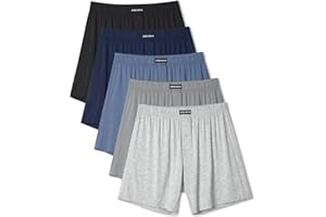 DAVID ARCHY Mens Boxer Shorts Breathable Rayon Made from Bamboo Boxers for Men Loose Fit Mens Underwear 3 or 5 Pack