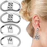 HINZIC 4pcs Earring Backs for Droopy Ears, Hypoallergenic Earring Lifters Backs, Metal Earring Supports for Heavy Earrings Studs Hook Earrings Stretched Earlobes- Silver
