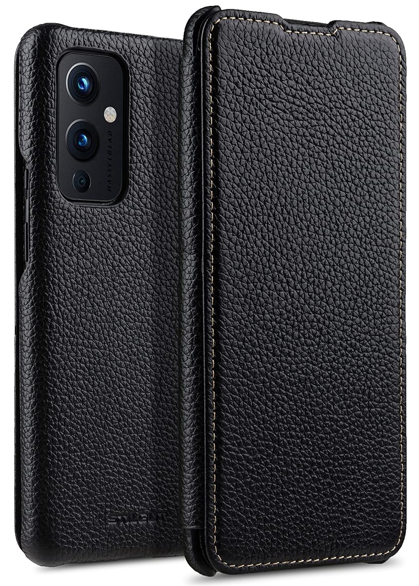 StilGut Book Case Compatible with OnePlus 9 Leather Flip Case Mobile Phone Case Leather Case Black