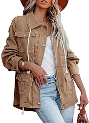 Ebifin Women's Military Anorak Jacket Zip Up Snap