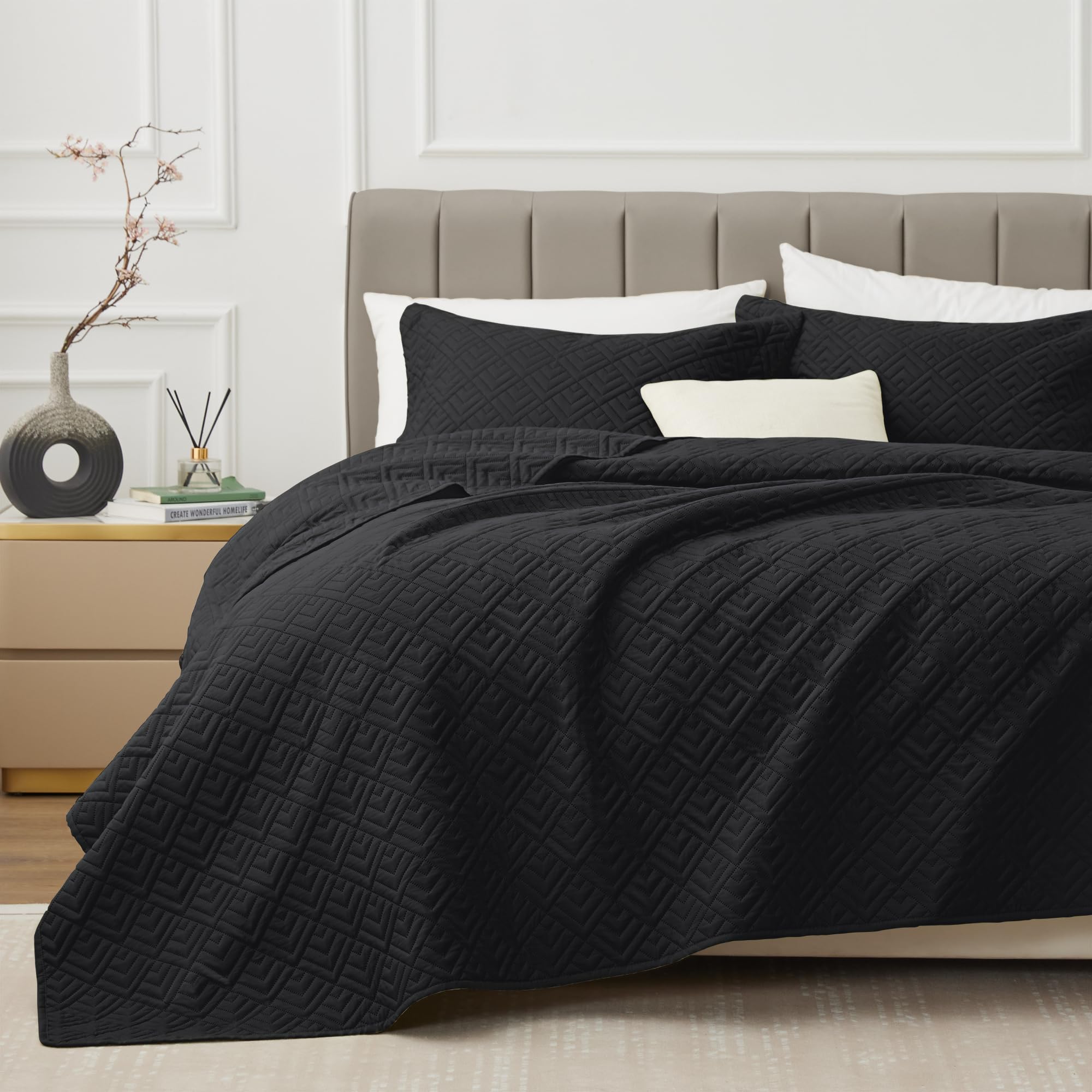 EXQ Home Quilt Set Twin Size Black Piece,Lightweight Soft