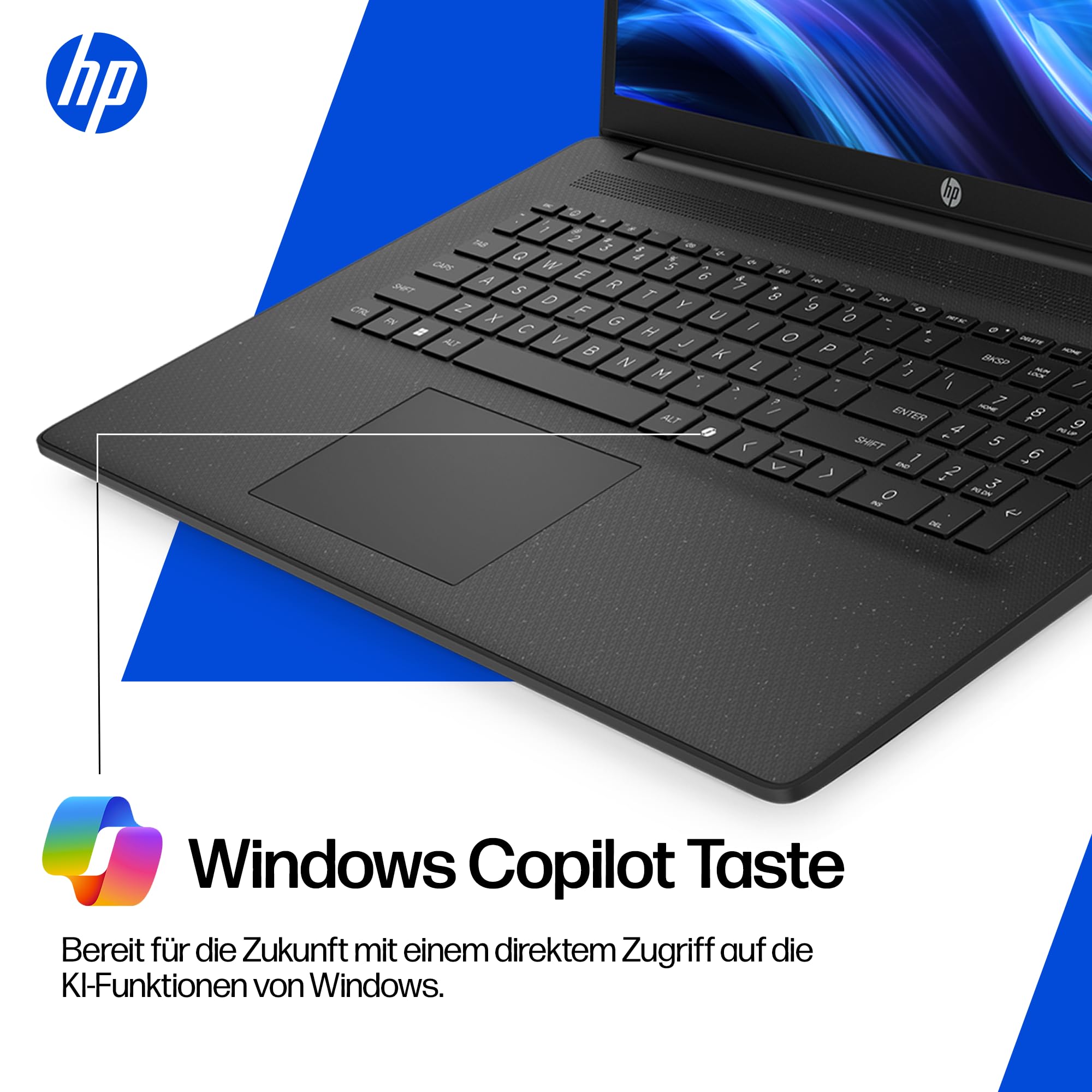 HP Laptop mit 17,3" FHD Display, AMD Ryzen 5 7520U, 8 GB DDR5 RAM, 512 GB SSD, AMD Radeon-Grafik, Windows 11, QWERTZ, Schwarz inkl. 25 GB Dropbox-Speicher für 12 Monate 7