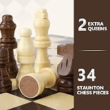 Peradix Wooden Magnetic Chess Set 30x30cm Folding Board with 2 Extra Queens view 4