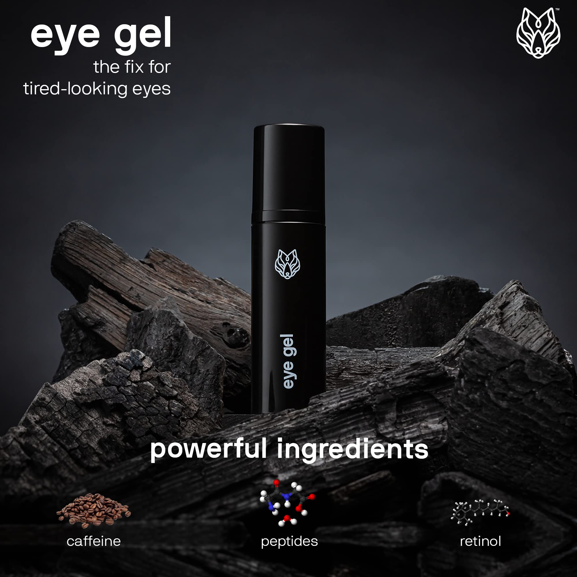 Black Wolf - Double Duty Glacier Eye Gel- 1 Fl Oz- Caffeine Improves the Appearance of Dark Circles and Under Eye Bags- Invigorating Glacier Formula Wakes Up Your Eyes, Great for Men
