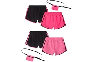 dELiA*s Girls Athletic Shorts - 4 Pack Performance Running Soccer Gym Shorts for Kids with Fanny Pack (Sizes Run Small: 7-16)