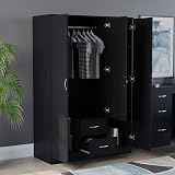 Vida Designs Riano 3 Door Mirrored Wardrobe Black 170H x 115.4W x 53D view 2