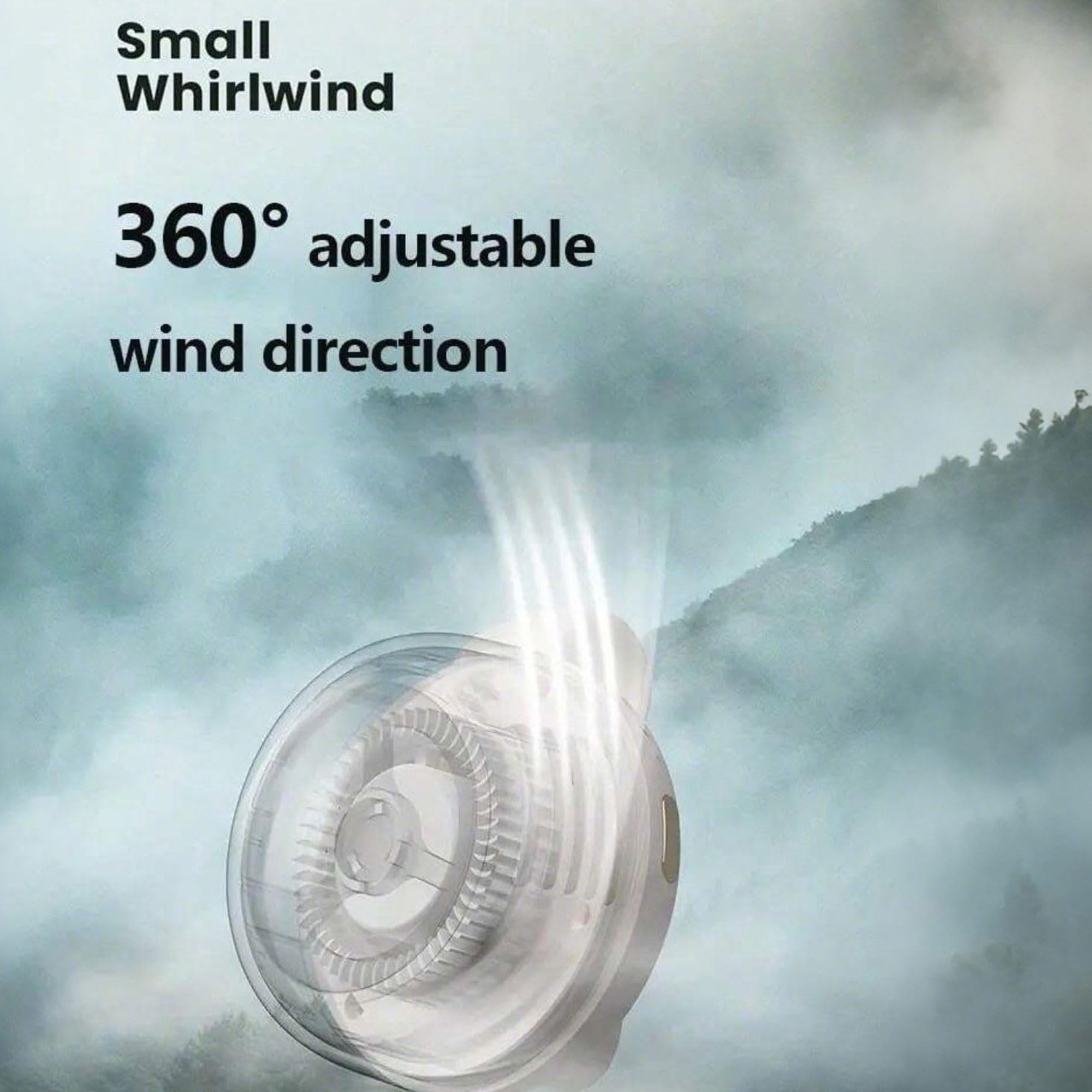 Portable Silent Mini Bladeless Fan Clip On, Mini Fan With Clip, 2025 New Adjustable 3-Speed Suspended Waist Fans, For Outdoor & Travel & Office, Travel Accessories, Gift (White)